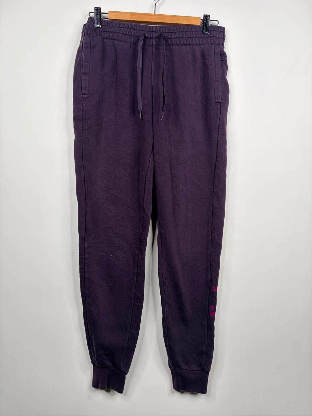 adidas Purple Drawstring Joggers with Ribbed Cuffs
